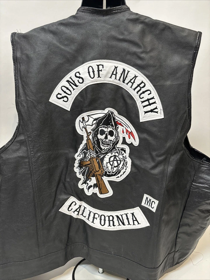 Жилет мужской Sons of Anarchy 7XL черная кожа мотоцикл байкерская банда для Хэллоуина - Изображение 2 из 4