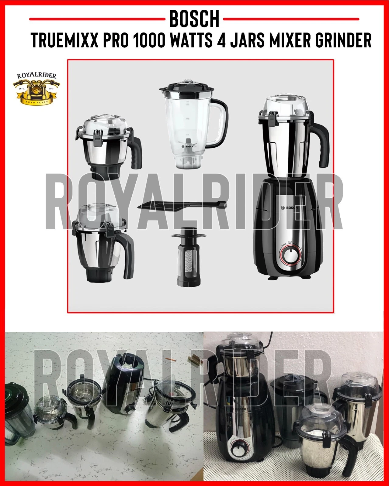 BOSCH "TRUEMIXX PRO 1000 WATT 4 GLASS MIXER GRINDER" BLACK - Expedited Shipping