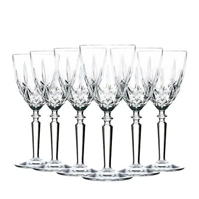 RCR Crystal 6x Orchestra Wine Glasses Cut Glass Goblets 290ml Clear