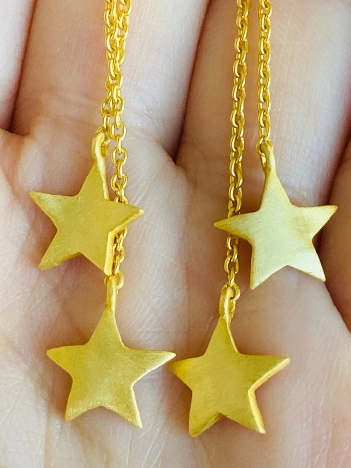 Nuevos Pendientes Estrella Topacio Blanco Plata de Ley 925 Oro Amarillo 18k Foto 3 de 4