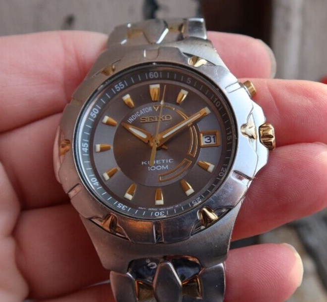 NICE Seiko Men's Watch Wristwatch Silver Tone 5M620AH0 Date