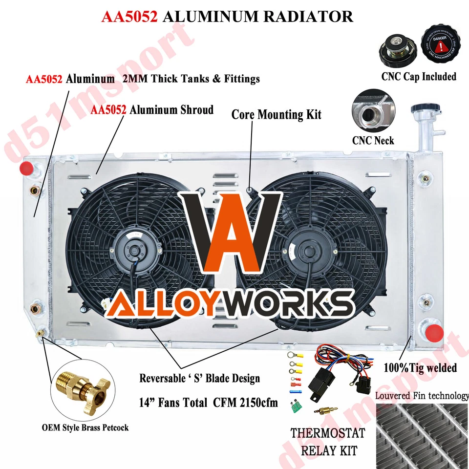 3 Row Radiator Shroud Fan Fit 2004-2016 Chevrolet Express GMC Savana 2500 3500 - Image 2 of 4