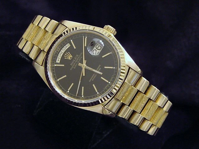 Mens Rolex Day Date President Solid 18k Yellow Gold Watch Bark