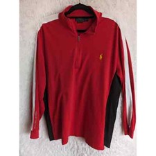 Polo Ralph Lauren 1/4 Zip Pullover Mens Large Tall Red Pima Cotton Color Block