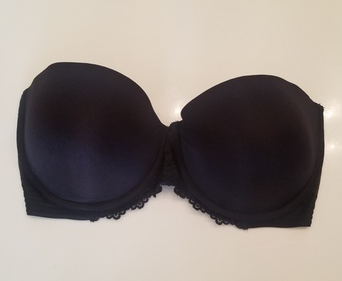 Maidenform Strapless Bra 38DD Padded Pushup Underwire Lace SE1102 Black No Strap - 第 5/17 張圖片