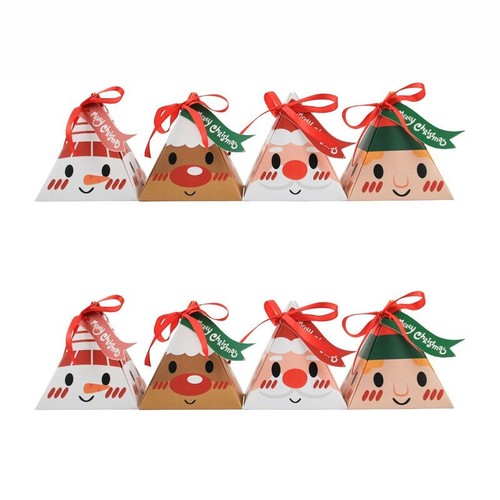 12pcs Christmas Gift Boxes Candy Sweets Xmas Triangle Party Paper Favour Ribbon - Picture 5 of 13