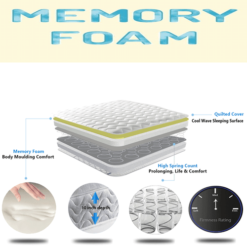 Memory Foam Matress Luxury Sprung Mattress 3ft Single 4ft6 Double 5ft King 6ft!! - Picture 3 of 4