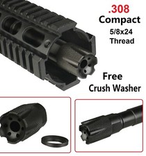 Low Concussion Muzzle Compensator Knurled Compact Brake 5/8x24 TPI For 308
