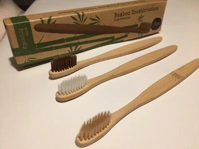 XPEL ORAL CARE Biodegradable Bamboo Toothbrush Eco Friendly Soft Bristles - Pack of Three