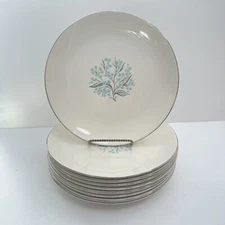 Vintage Rhythm By Homer Laughlin USA Blue Floral  10” Dinner Plates Set Of 10
