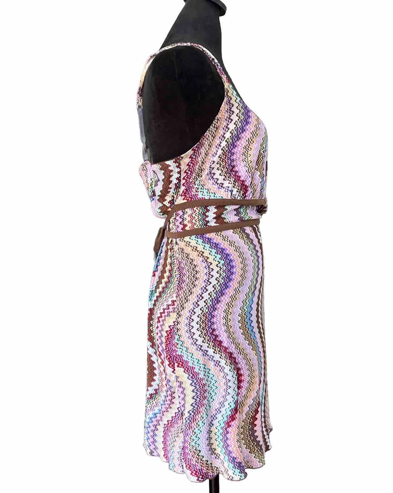 Vintage Y2k bisou bisou Slip Dress Sz L Gown Stretchy Hippie Boho Lettuce Trim - Image 3 of 4