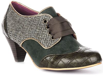 Irregular Choice Tippy Tap Moc Croc Damen Absatzschuh Grün Multi UK 3   8