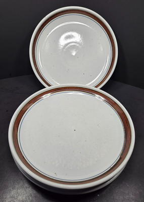 Vtg Haniwa Stone by Ranmaru ''Guide Line'' Dinner Plates Japan 10.5'' RARE Set 4