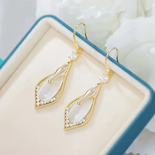 Women  s Elegant Waterdrop Zirconia Dangle Earrings Alloy Fashion Jewelry Gift