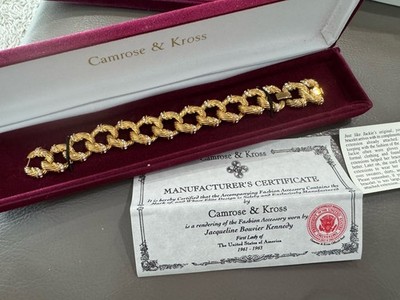 Camrose Kross Jacqueline Kennedy JBK  Crystal Gold Plate Rope Link Bracelet