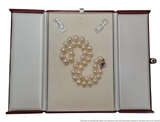 Stunning 10.5 12mm South Sea Cultured Pearl Trillion Tanzanite Diamond Necklace