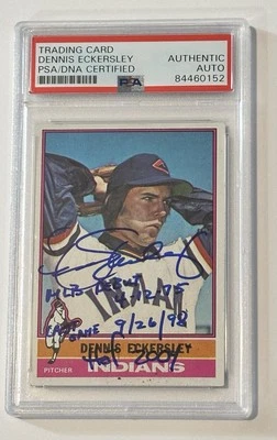 Dennis Eckersley Autograph Signed 1976 Topps Rookie Card w/ 3 Inscriptions PSA - Image 1 of 2