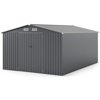 14ft x 10ft Outdoor Storage Shed Large Garden Metal Shed - Dark Grey