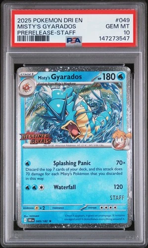 2025 POKEMON DRI EN-DESTINED RIVALS PRERELEASE-STAFF MISTY'S GYARADOS PSA 10