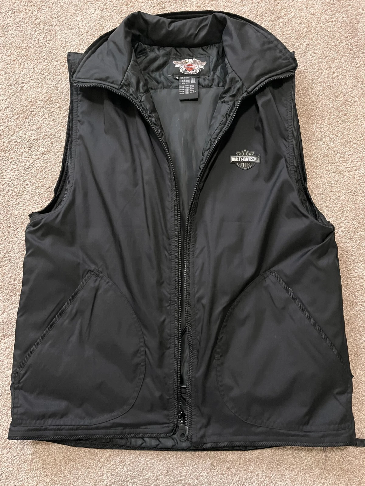 Harley-Davidson Heated Motorcycle Vest Med Black 3M Thinsulate Nylon