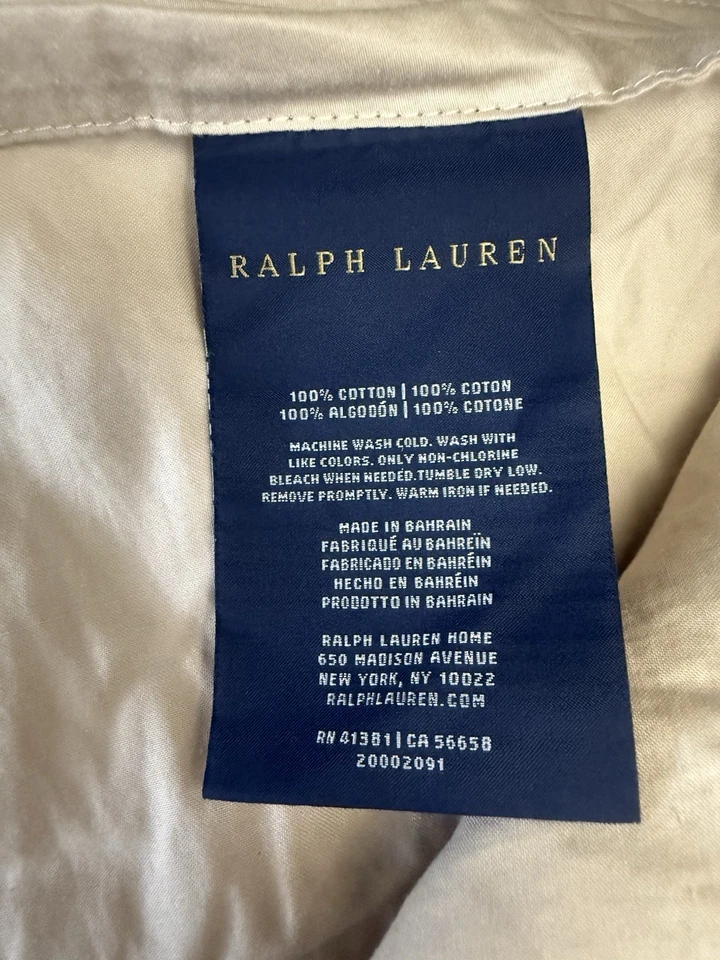 Ralph Lauren Home Organic Cotton Sateen King Flat Sheet Coastal Sand Pre-Owned - Image 2 of 4