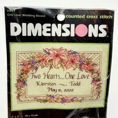 Dimensions Creative ONE LOVE WEDDING RECORD Cross Stitch kit 7'' X 5''