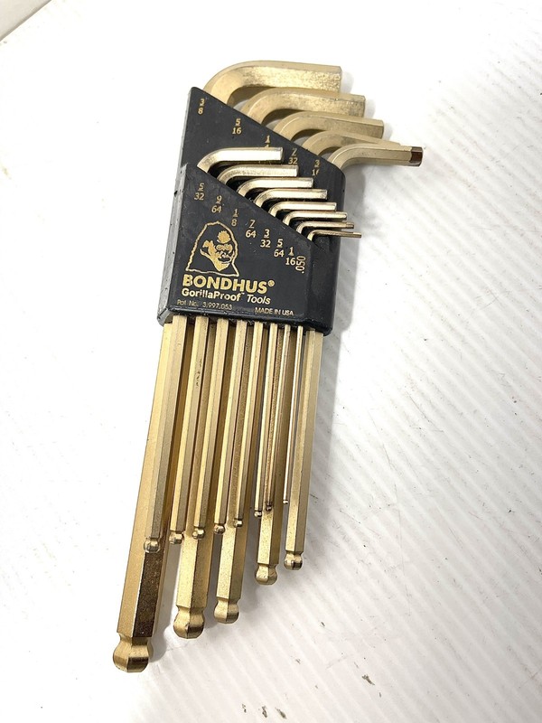 Bondhus “Gorilla Proof” Ball End Hex Long Arm 13 PCs Plated InchAllen Wrench Set