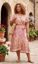 NWT R. Vivimos Bohemian Floral Patchwork Flutter Sleeve Wrap Dress Women’s 2X