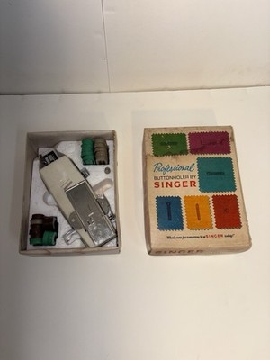 Vintage Singer Professional Buttonholer Attachment Complete w/ Box Templates