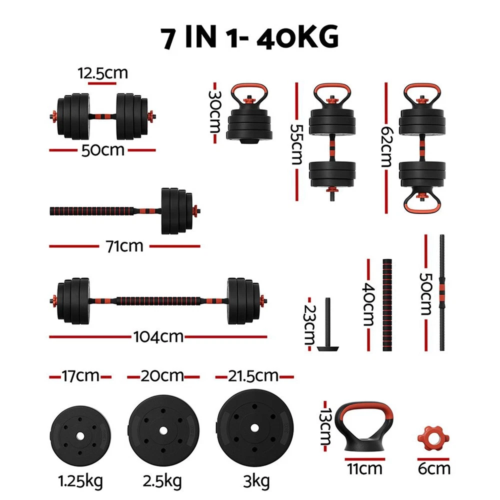 Everfit 40kg Dumbbells Barbell Set Adjustable Dumbbell Weight Lifting Home Gym