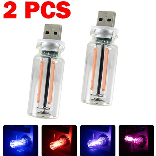 2Pcs USB Car LED Lighting Retro Auto Mood Lamp Night Lamps USB Touch Night Light