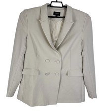 Bardot Women's XL Double Breasted Lined Blazer Light Beige Creme EUC