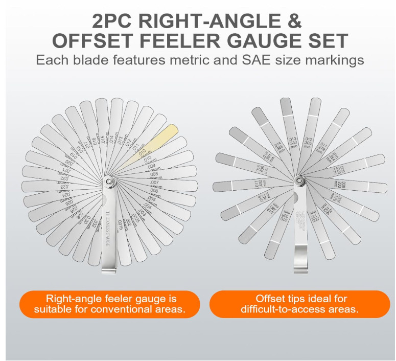 2Pcs Stainless Steel Feeler Gauge Set,32 Straight Blades Feeler Gauge16 Piece...