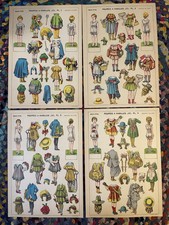 Set Of 4 POUPEES A HABILLER Imagerie Pellerin - French paper dolls-Uncut -1920's