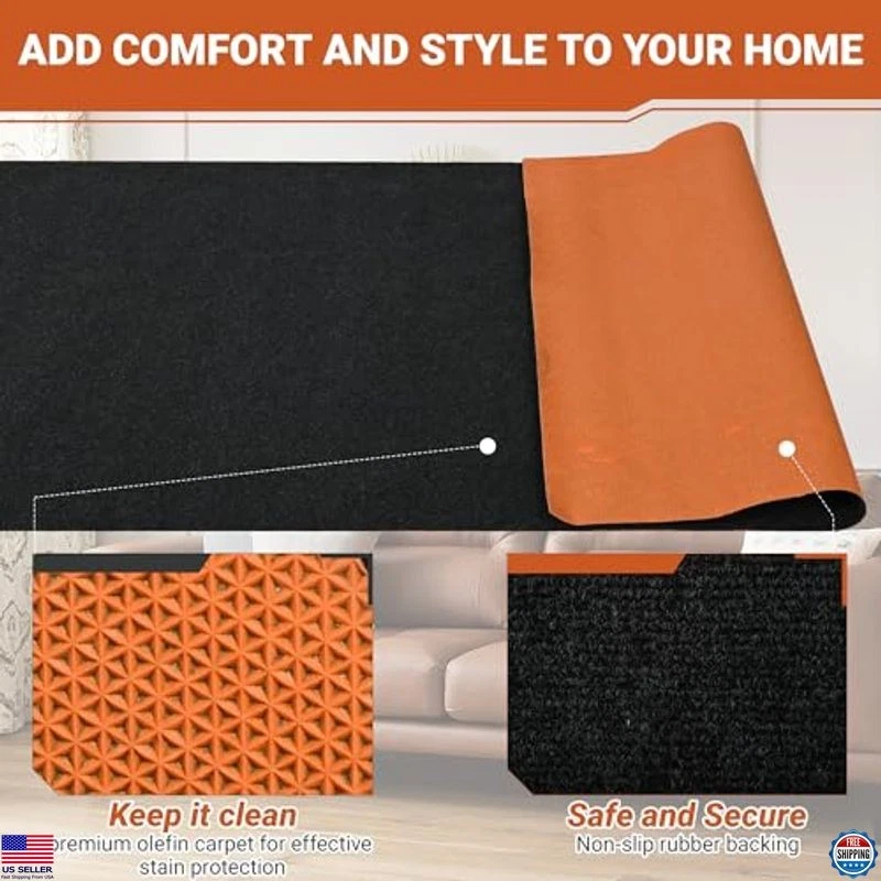 Темно-серая нескользящая ковровая дорожка Nisorpa 4 x 16,4 фута с прочной подложкой TPE - Изображение 4 из 4