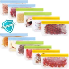SPLF 12 Pack Reusable Snack Bags Dishwasher Safe