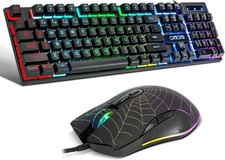 RGB Gaming Keyboard Mouse for PC, Mac, PS5, Xbox One - 104 Keys, Backlit