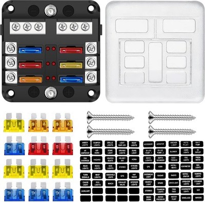 6-fach Sicherungskasten, Blade Sicherungsblockhalter mit Negativbus LED Anzeige und Prot