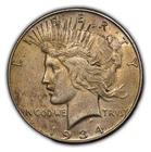 1934 $1 Silver Peace Dollar - Golden Toning - AU Semi Key Date - SKU-D4253