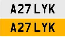 A27 LYK ASHLEY ALLY ASH ALS ALY ASHLY OLD 3X3 PREFIX PRIVATE REGISTRATION PLATE