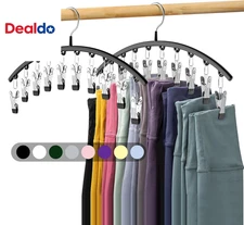 Legging Organizer for Closet, Metal Yoga Pants Hangers 2 Pack W/10 Clips Holds 2