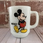 VINTAGE Mickey Mouse Fire-King Anchor Hocking Milk Glass Disney PEPSI Mug