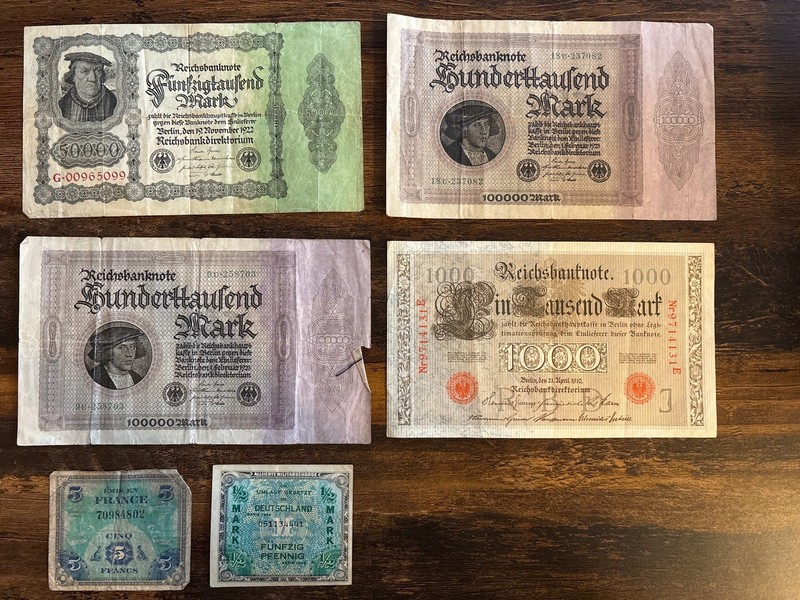 Original German Hyperinflation Banknotes Lot 1910–1944 Reichsbank Weimar WWII 