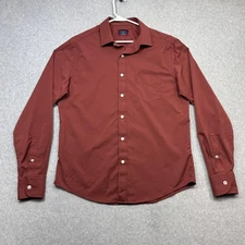 UNTUCKit Shirt Mens Medium Red Gironde Slim Fit Stretch Long Sleeve Performance