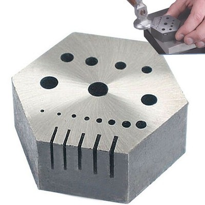 Hexagonal Riveting Anvil Jeweler Multi-Functional Bench Hex Steel Block Drilling