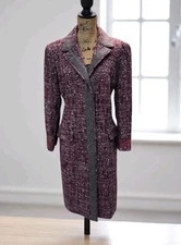 Worth Full Length Long Tweed Cotton Wool Alpaca Blend Snap Buttons Womens L NWOT