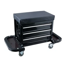 Mechanics Creeper Roller Seat Tool Box Chest Cabinet Storage Box with 3 Drawers 