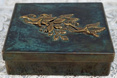 Jorge Bautista Art Nouveau Style Trinket / Jewelry Box with Flying Geese Bronze