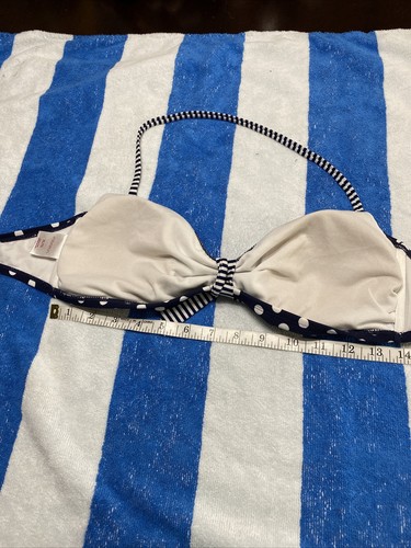 Xhilaration Blue Navy and White Polka Dot Bikini- TOP - Picture 4 of 5