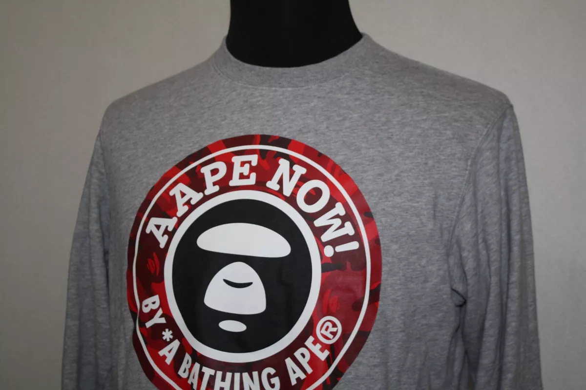 Aape By A Bathing Ape Gray Big Logo Sweatshirt Size L AAPE NOW